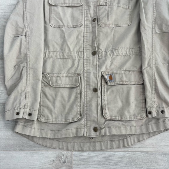 Carhartt Full Zip Utility Cargo Field Jacket Workwear Coat Khaki Tan XS, 0/2 - Picture 5 of 10
